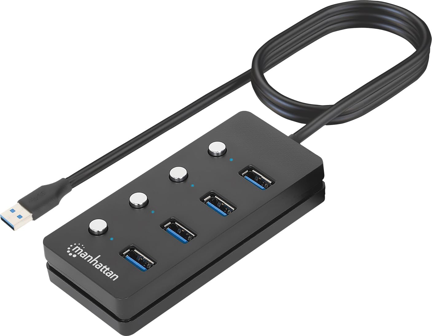 4-Port USB 3.0 Type-A Hub with 5 ft. Cable and On/Off Switch for Each Port