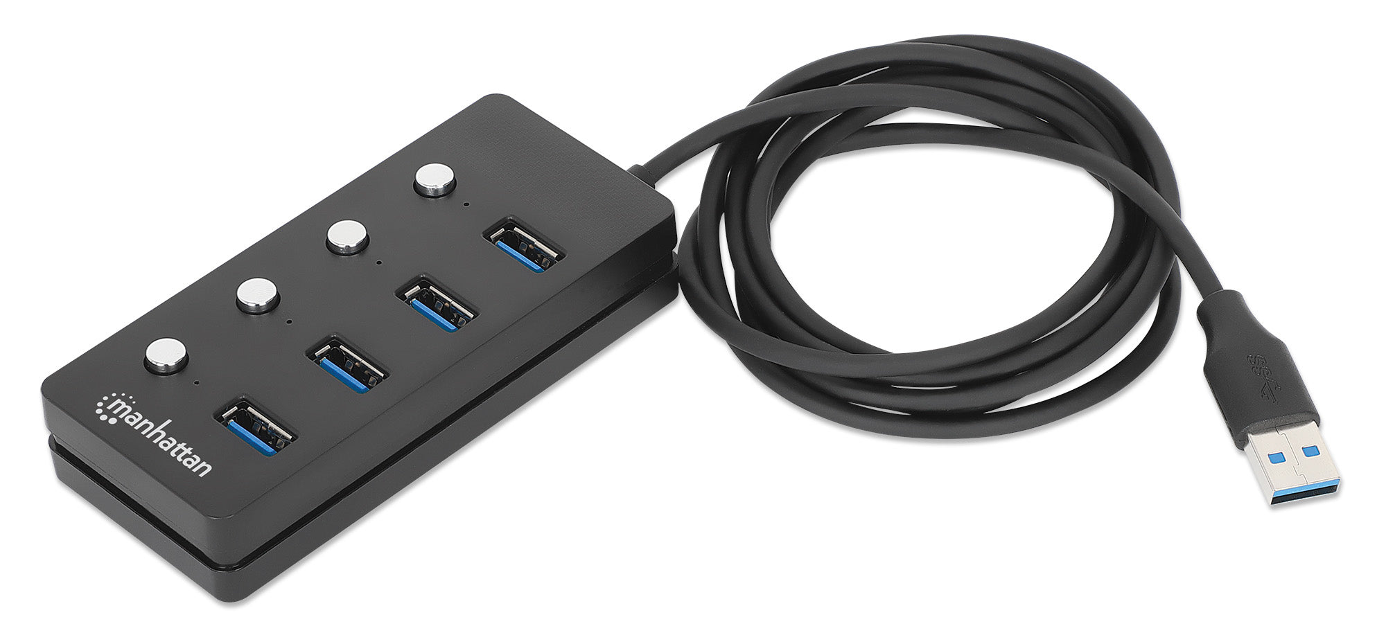 4-Port USB 3.0 Type-A Hub with 5 ft. Cable and On/Off Switch for Each Port