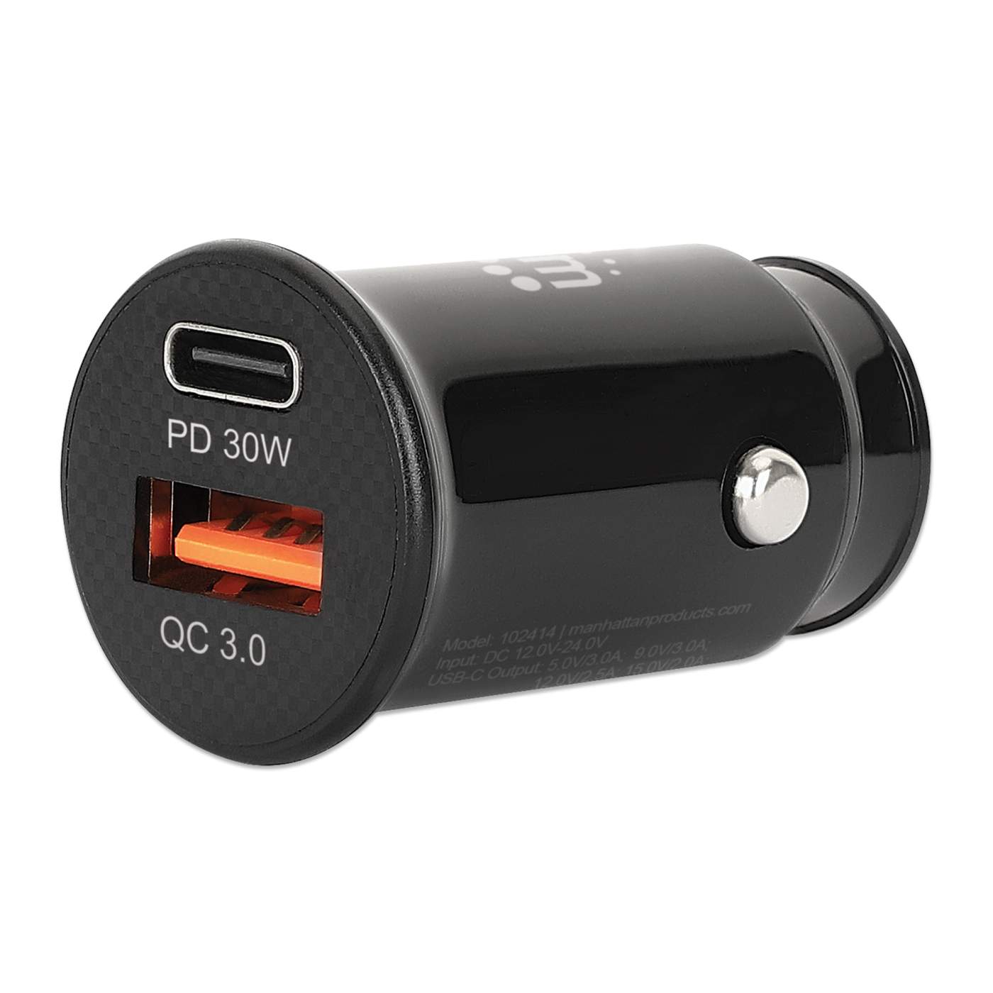 Manhattan 102414 25W 2-Port Power Delivery Mini Car Charger