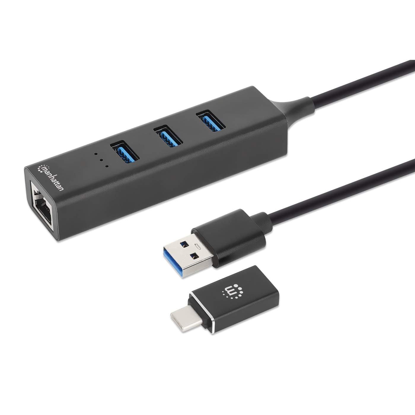  USB 3.0 to Ethernet Adapter 4 in 1 Multiport Hub with