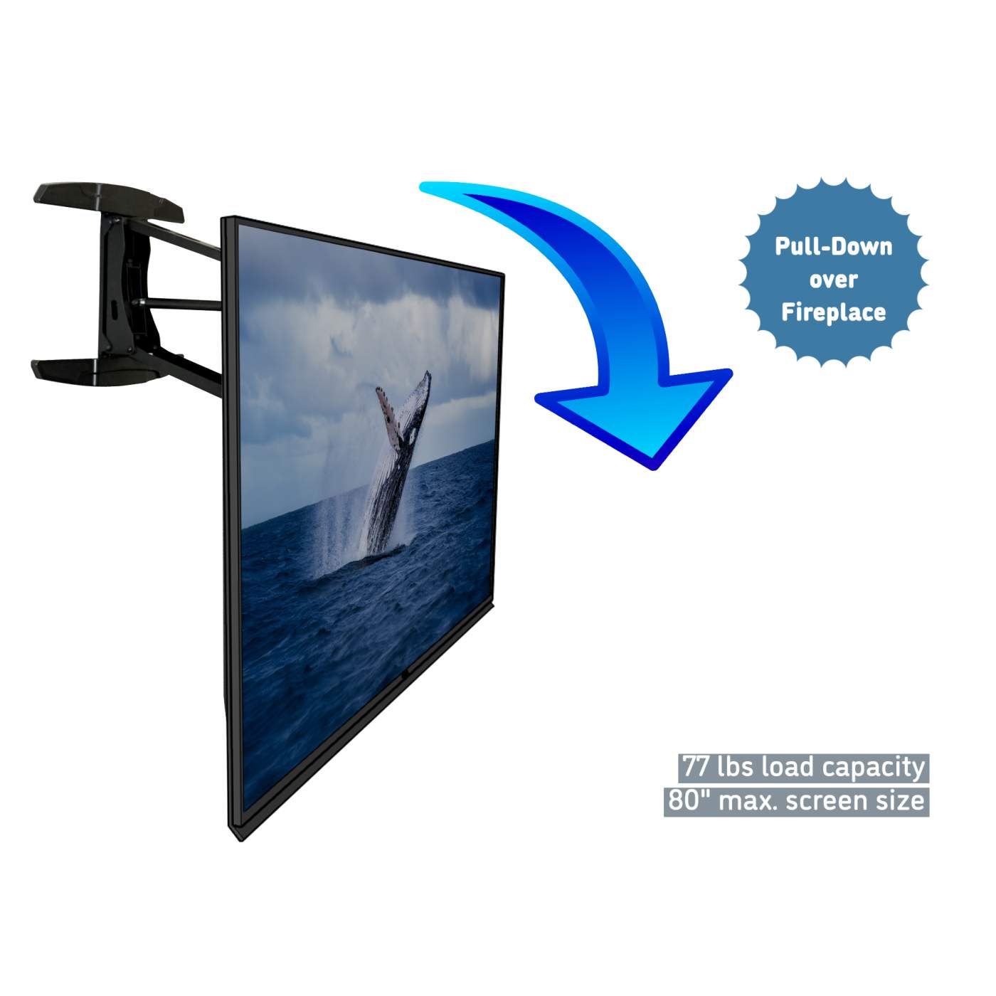Heavy Duty Pull-Down Full Motion TV Wall Mount, fits 40-70 Inch TVs up to 77 lbs Image 1