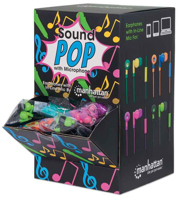 SoundPOP Earphone with In-Line Mic Countertop Display/Dispenser Image 1