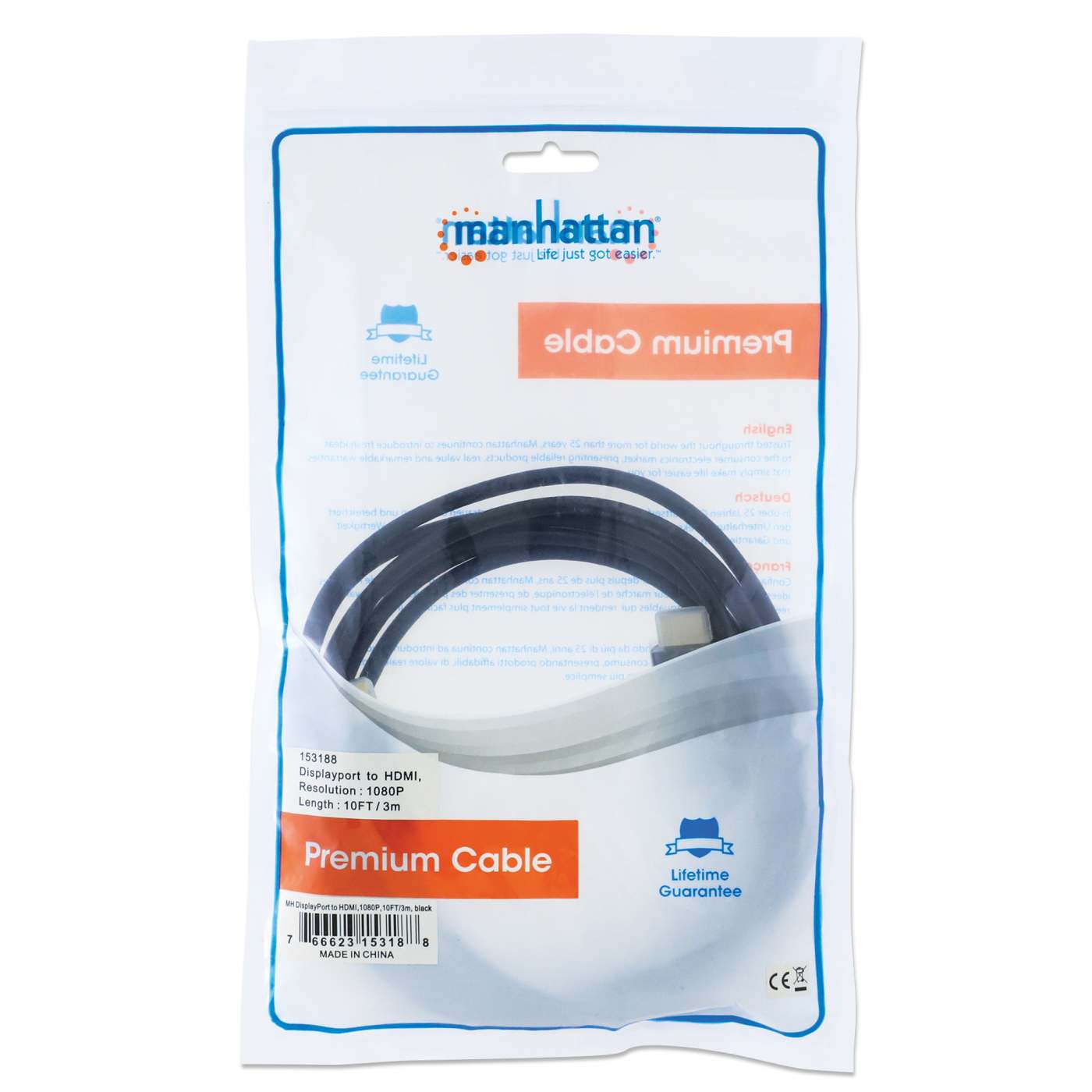 1080p DisplayPort to HDMI Cable Packaging Image 2