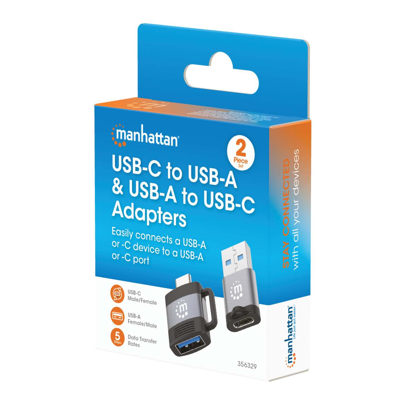 2-Piece Set: USB-C to USB-A & USB-A to USB-C Adapters