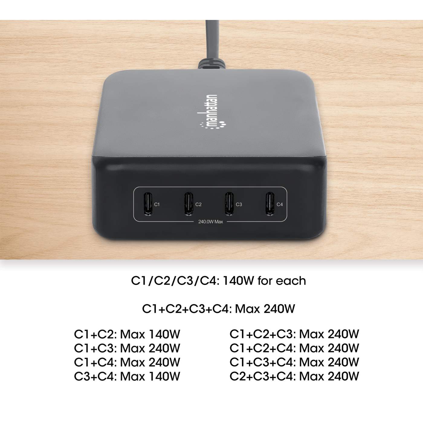 4-Port GaN USB Power Delivery Charging Station - 240 W / PD 3.1 Image 4