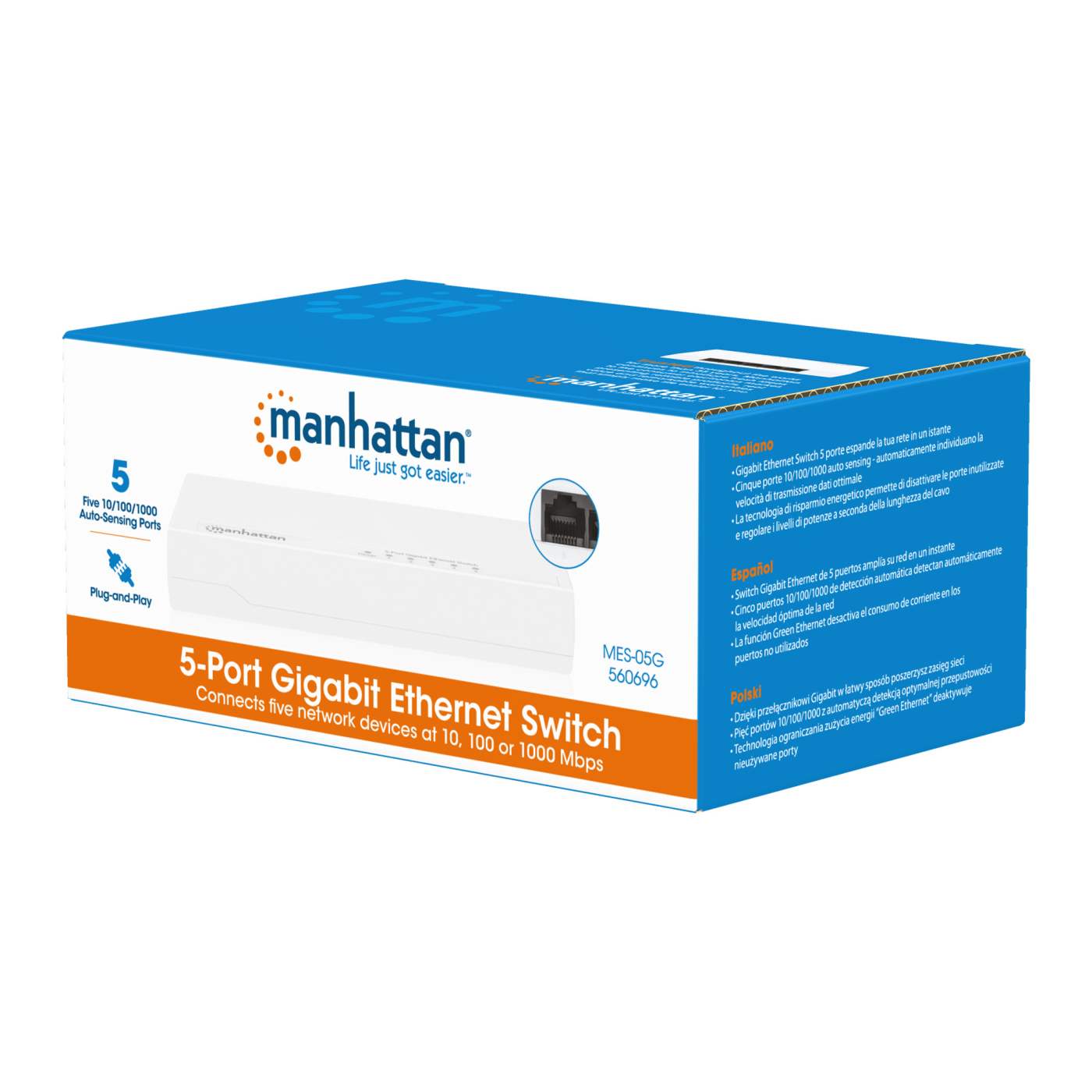 5-Port Gigabit Ethernet Desktop & Wall Mount Network Switch | 6-Pack | Plug  & Play | Fanless