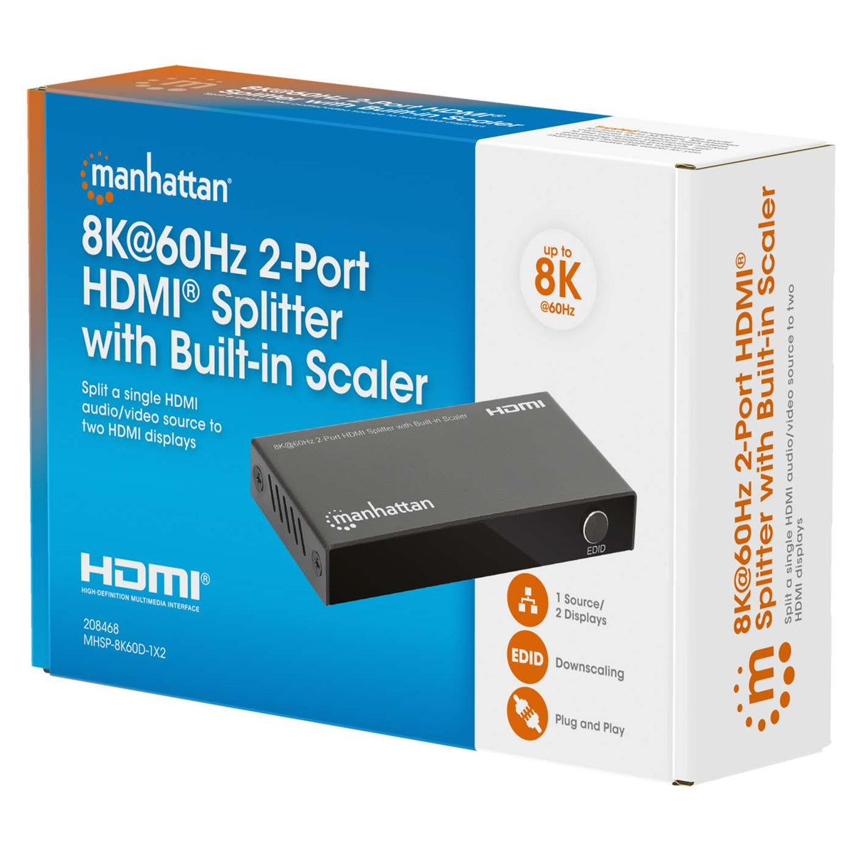 8K@60Hz 2-Port HDMI Splitter with Built-in Scaler Packaging Image 2
