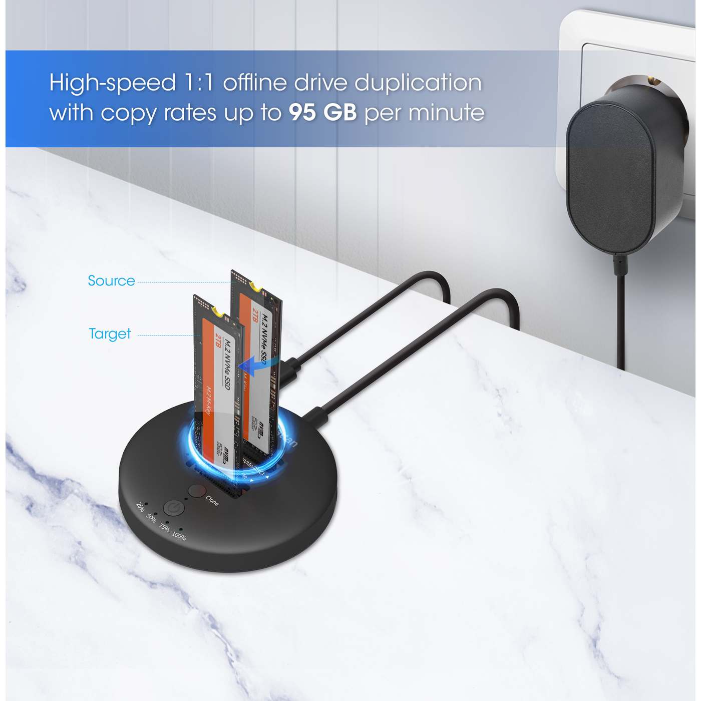 Dual-Bay M.2 NVMe SSD Clone Station Image 5