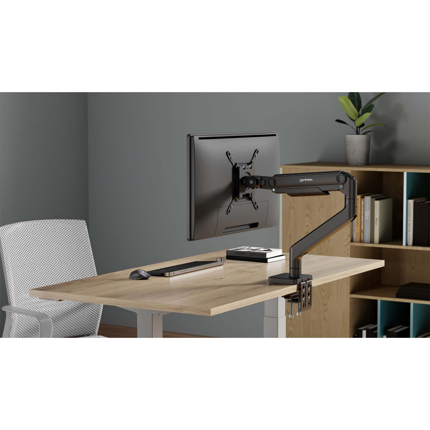 Heavy-Duty Aluminum Mechanical Spring Single Monitor Desk Mount Image 3