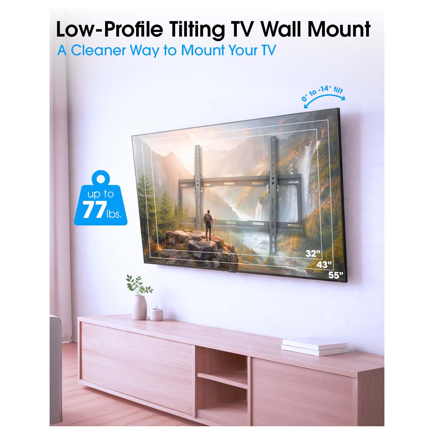 Low-Profile Tilting TV Wall Mount, for 32