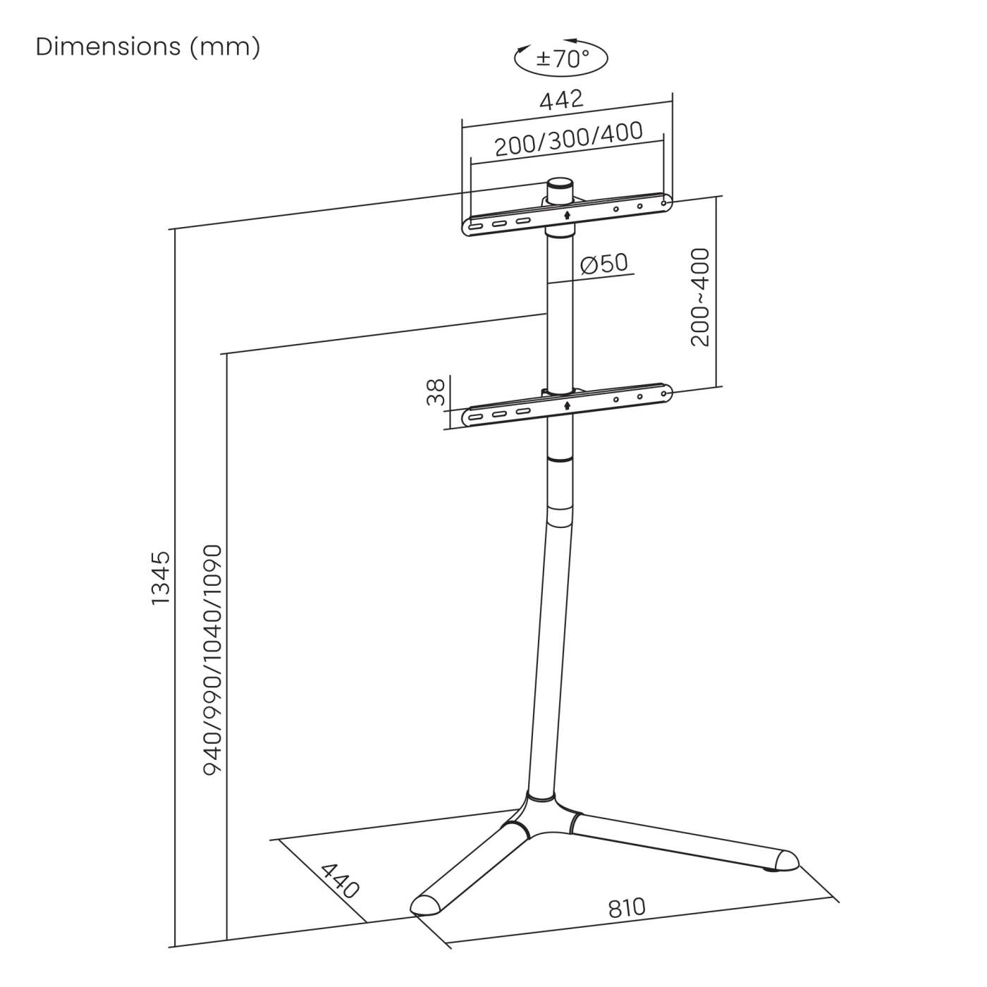 Portable Height-Adjustable Swivel TV St& 462631