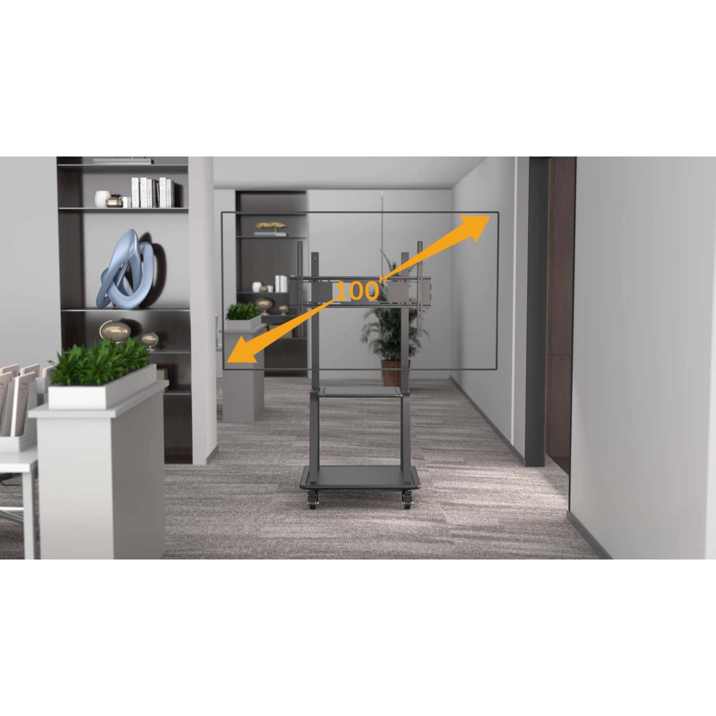 Ultra Heavy-Duty Height-Adjustable TV Cart, for 37