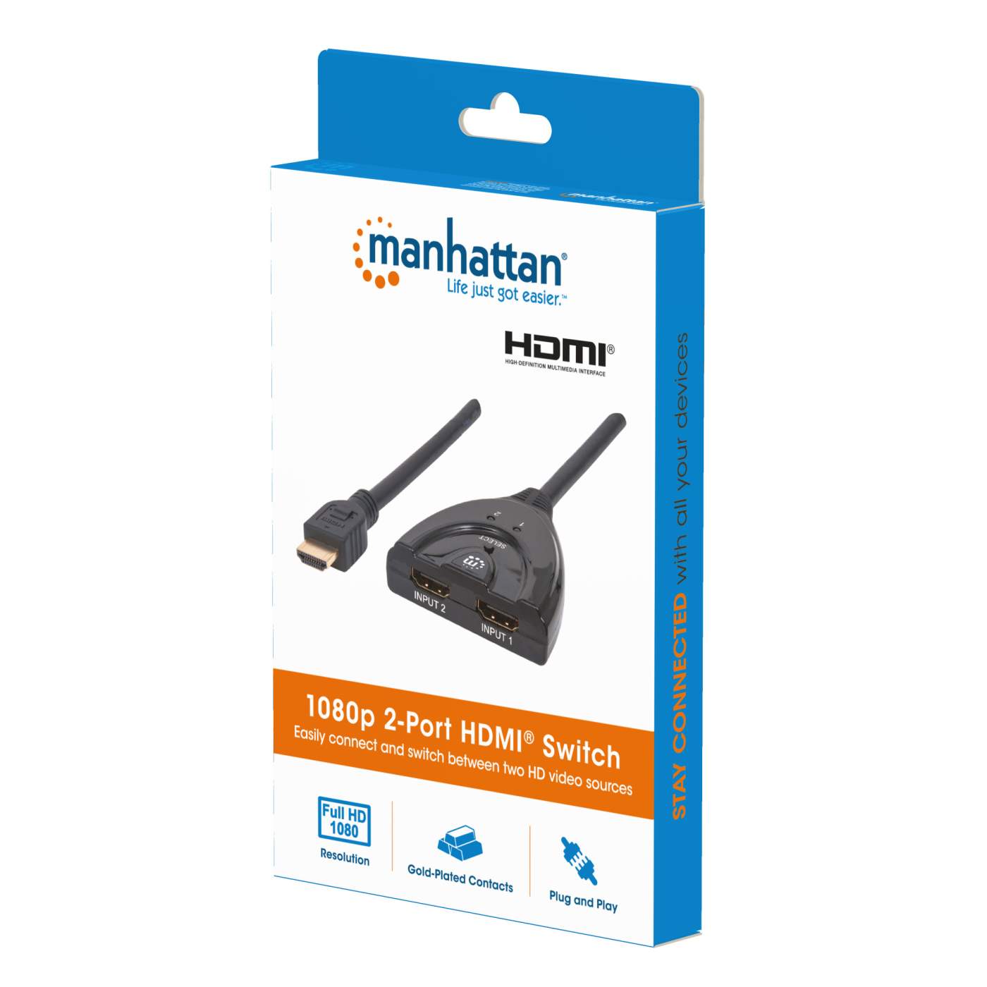Switch HDMI 2 ports 1 080 p, HDMI 1.3, 2 ports