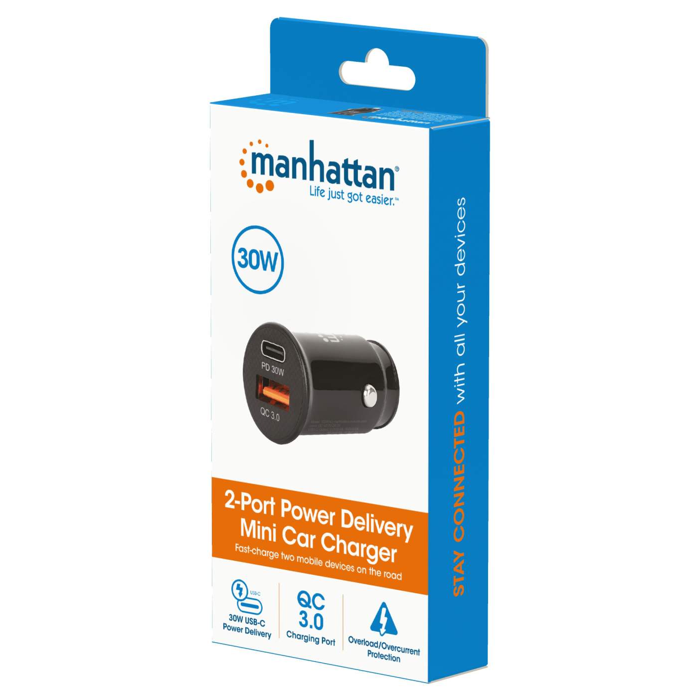 Manhattan 102414 25W 2-Port Power Delivery Mini Car Charger