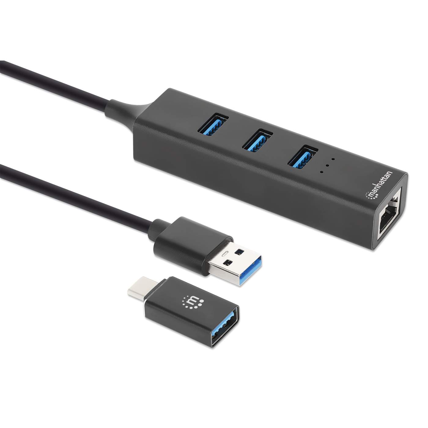 3-Port USB 3.0 Type-C/A Combo Hub with Gigabit Ethernet Network Adapter Image 3