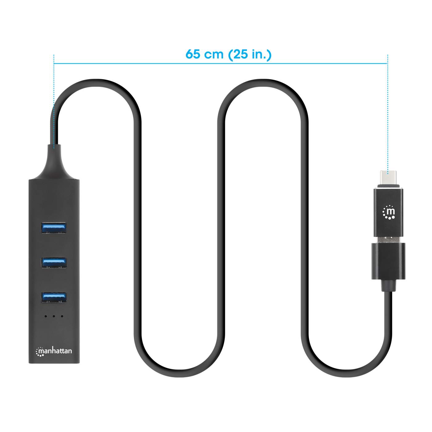 3-Port USB 3.0 Type-C/A Combo Hub with Gigabit Ethernet Network Adapter Image 5