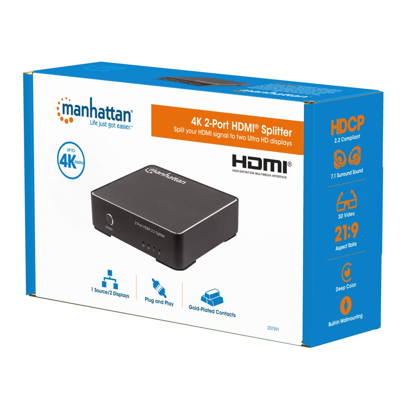 4K 2-Port HDMI Splitter Packaging Image 2