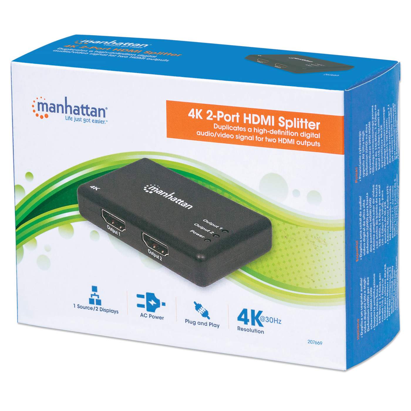 SPLITTER HDMI DE 2 PUERTOS 1X2 4K - NSA Computadores