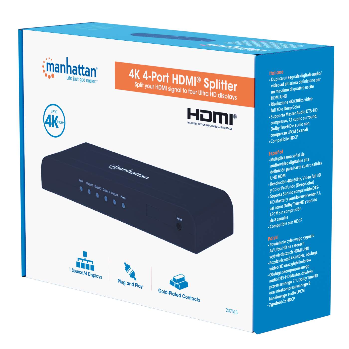 SPLITTER HDMI 4K 2-P MANHATTAN ICI207591 – PVL Tienda Virtual