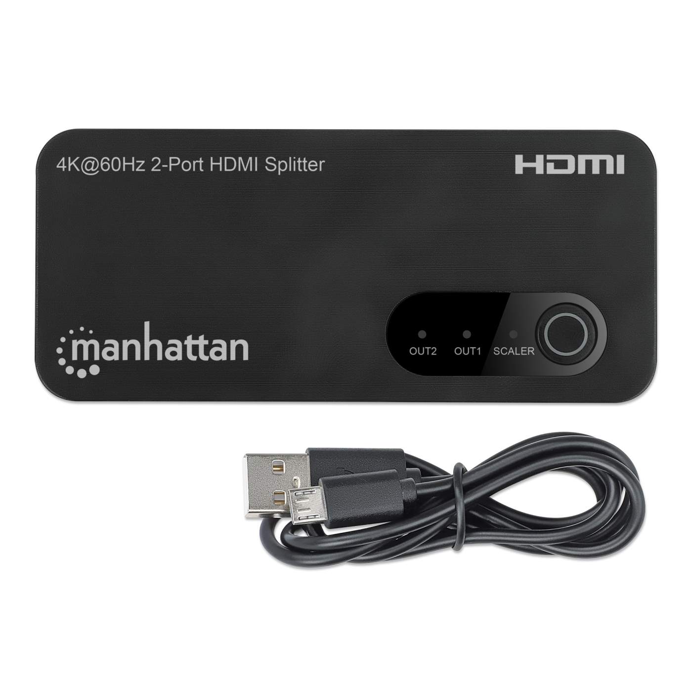 Manhattan 4K@60Hz 2-Port HDMI Splitter with Downscaling (207614)