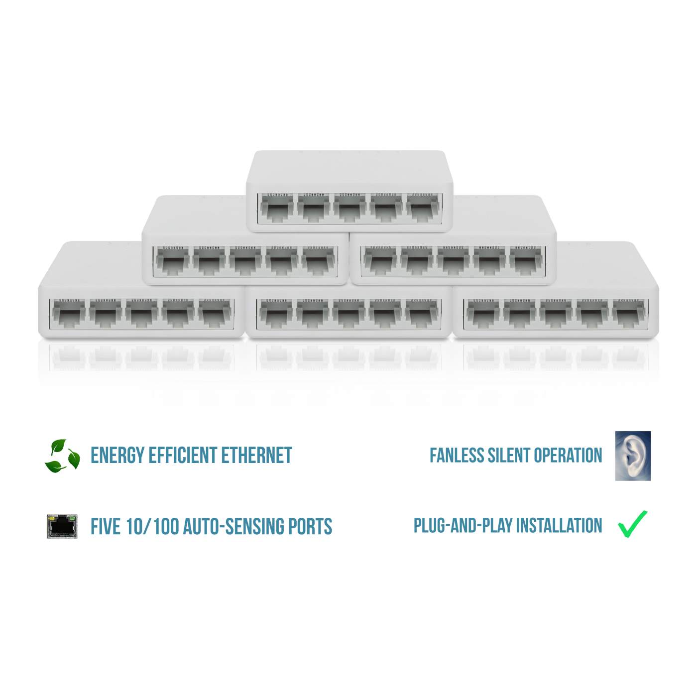 5-Port Fast Ethernet Switch - 6-Pack Image 2