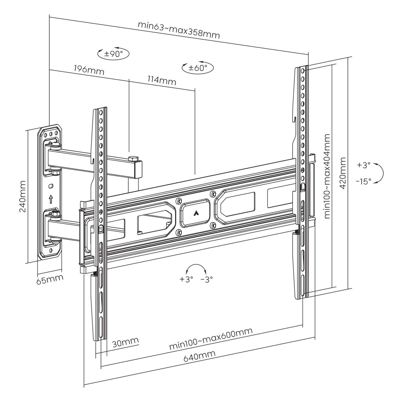 Full-Motion TV Wall Mount with Post-Leveling Adjustment Image 9