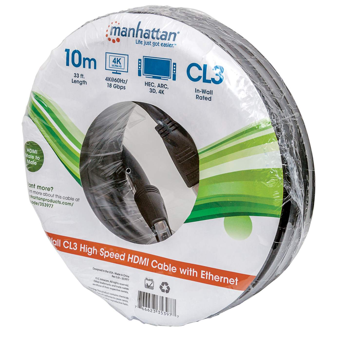 In-wall CL3 High Speed HDMI Cable with Ethernet  Packaging Image 2