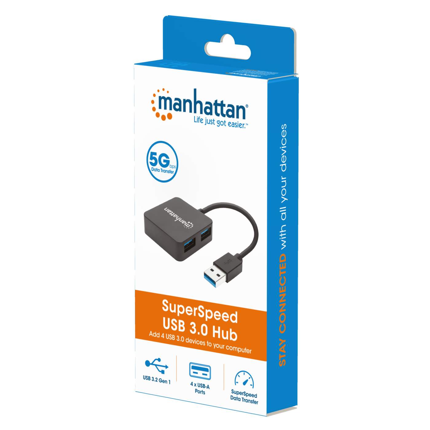 2 Port USB 3.0 Hub - SuperSpeed Compact Black - USB-A Hubs