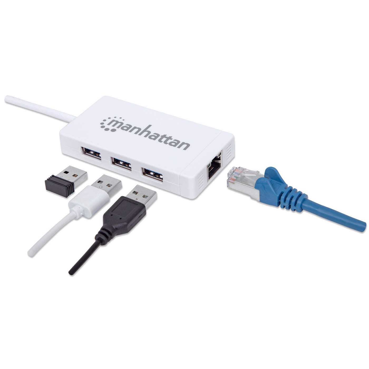 Type-C to 3-Port USB Hub GbE Network Adapter