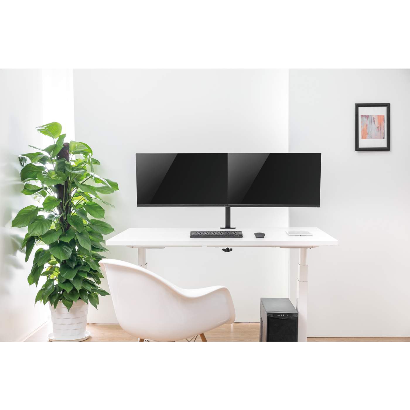 Universal Dual Monitor Mount with Double-Link Swing Arms Image 11