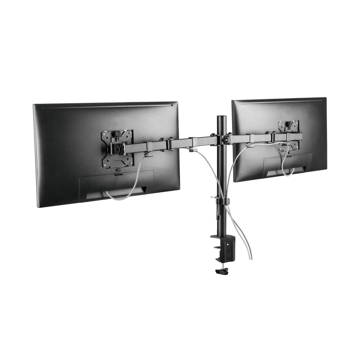 Universal Dual Monitor Mount with Double-Link Swing Arms Image 7