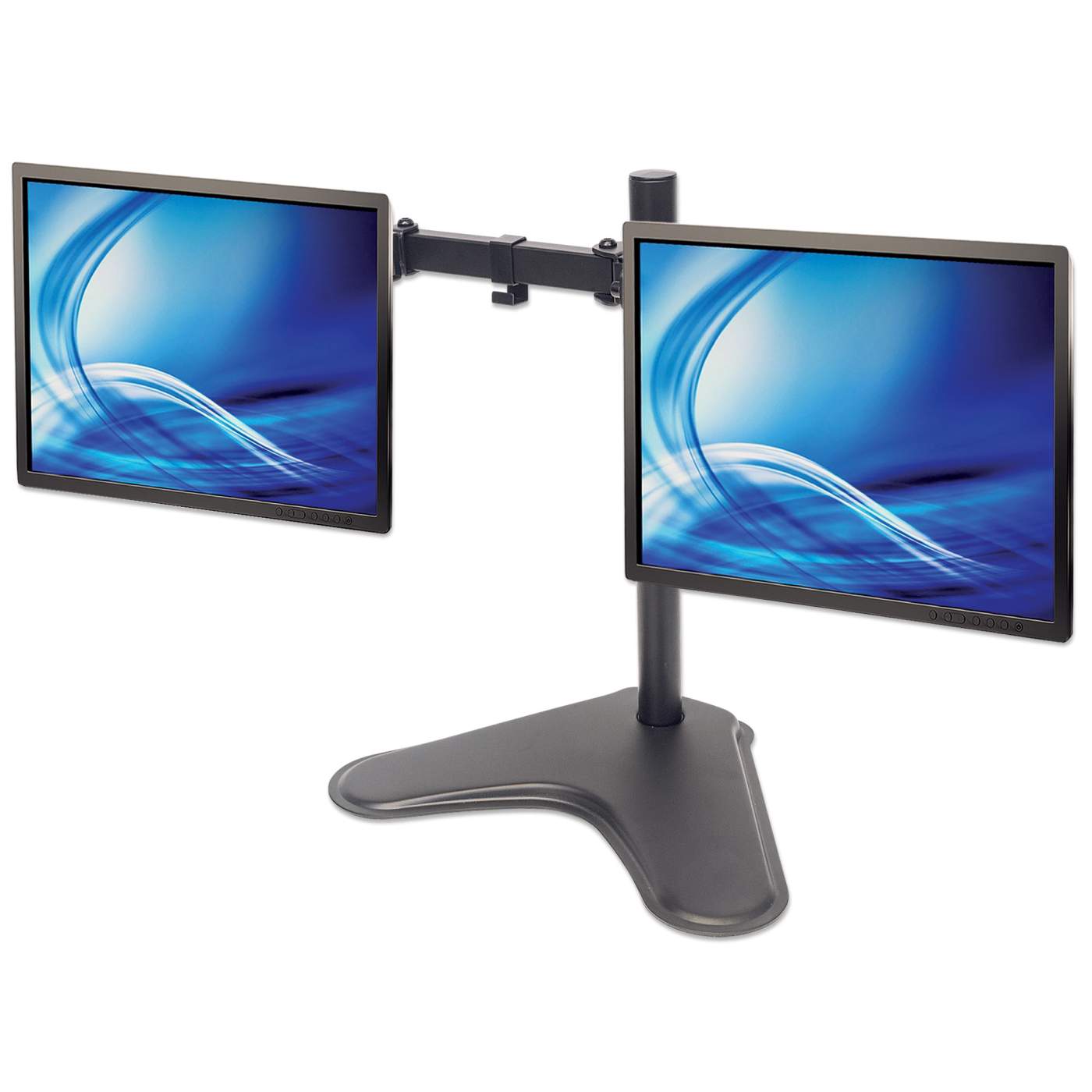 Universal Dual Monitor St& w/ Double-Link Swing Arms