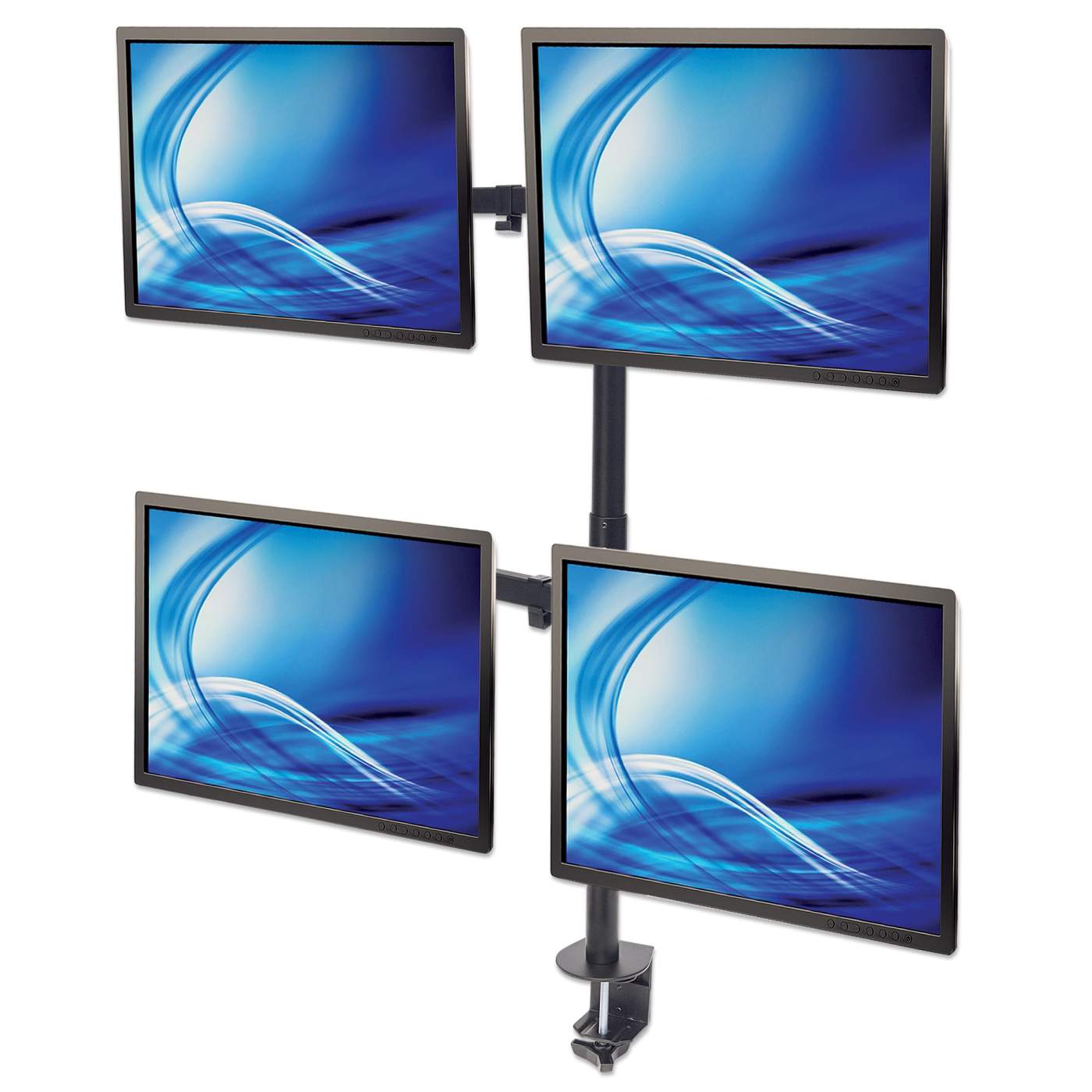 Universal Four Monitor Mount w/ Double-Link Swing Arms