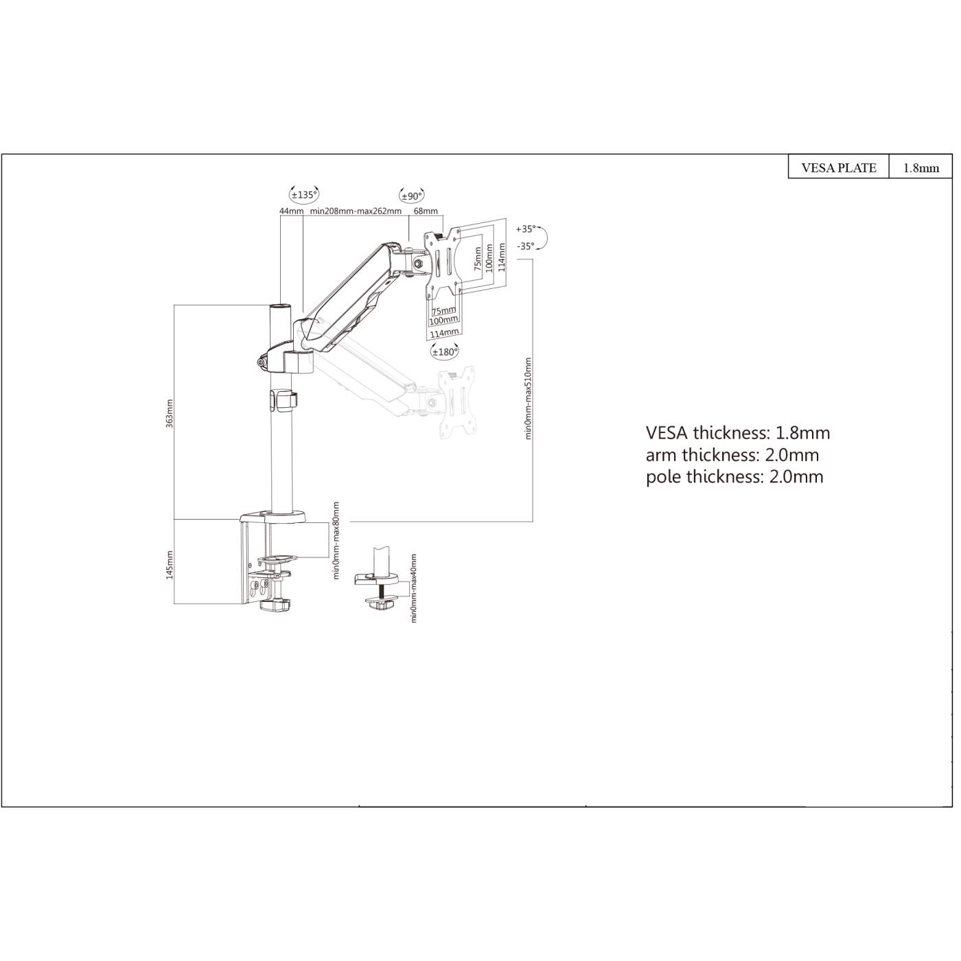 Universal Gas Spring Monitor Mount Image 8