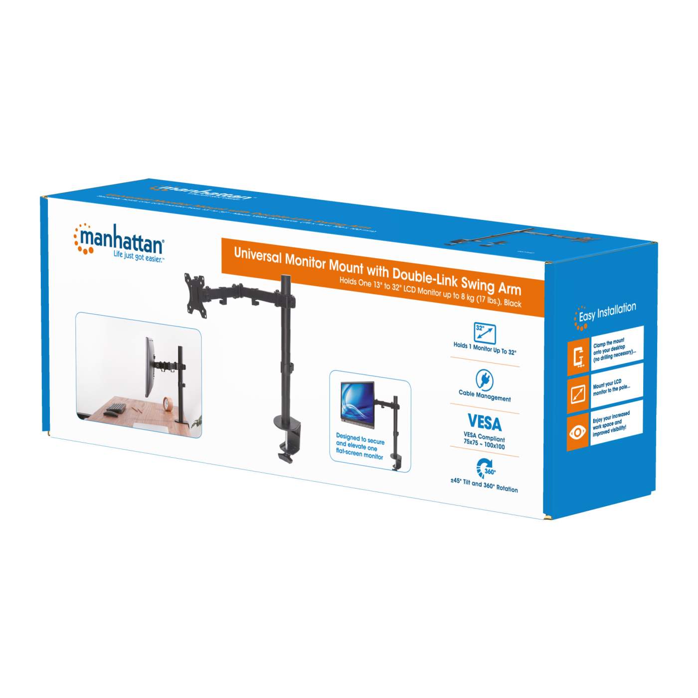 Universal Monitor Mount with Double-Link Swing Arm Packaging Image 2