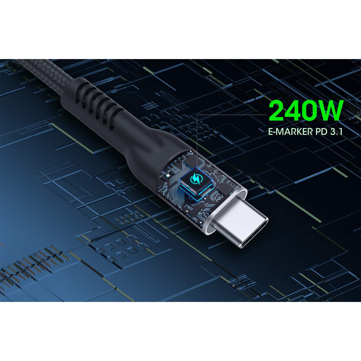 USB4 Gen3 EPR USB-C™ M/M 40G 240W PD3.1 8K E-Mark Certified 1m